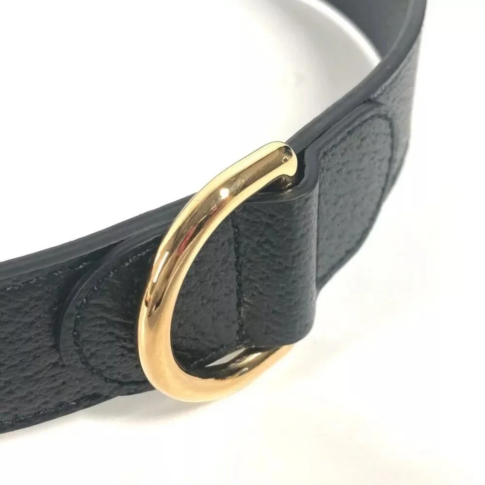 GUCCI 695256 GG Large/Extra Large Pet Dog Collar Black/GoldHardware Unused